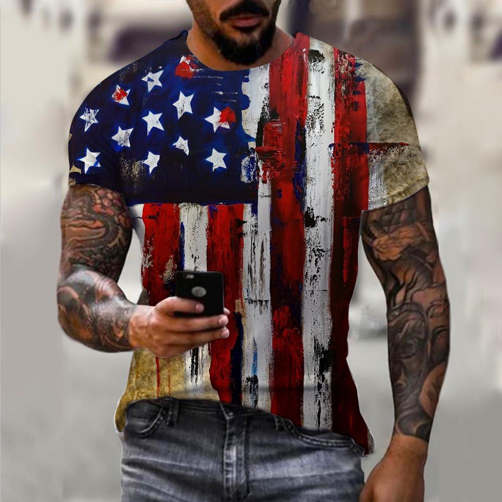 3D-gedrucktes T-Shirt mit amerikanischer Flagge für Männer