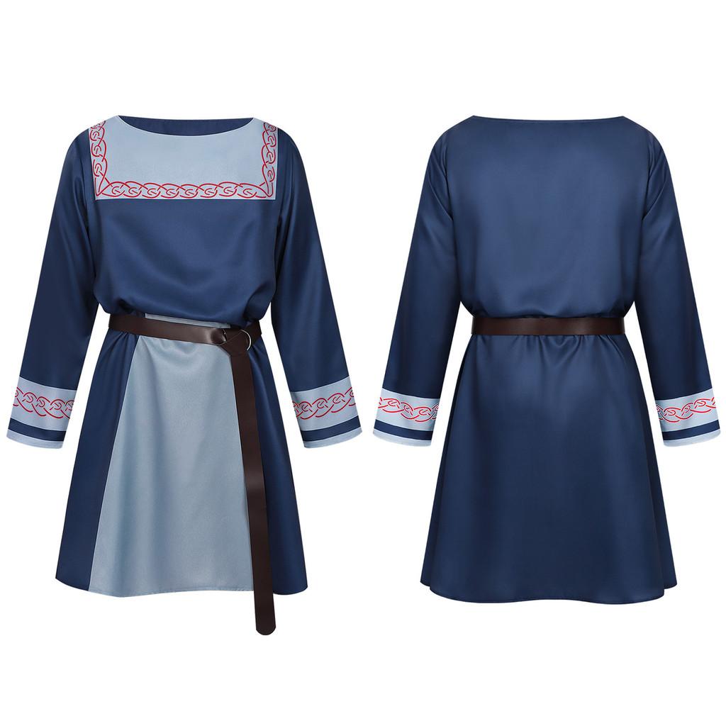Medieval Viking Warrior Short Robe With Embroidered Print For Larp Cosplay And Costumes