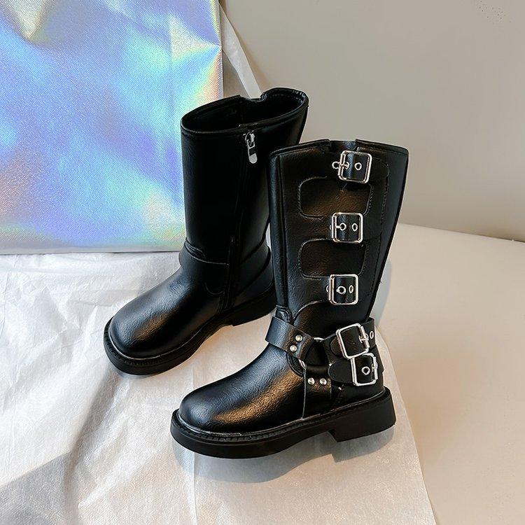 Girls Boots Children's Two Cotton Boots 2025 New Autumn and Winter Princess Girls Maillard Tall Martin Leather Boots