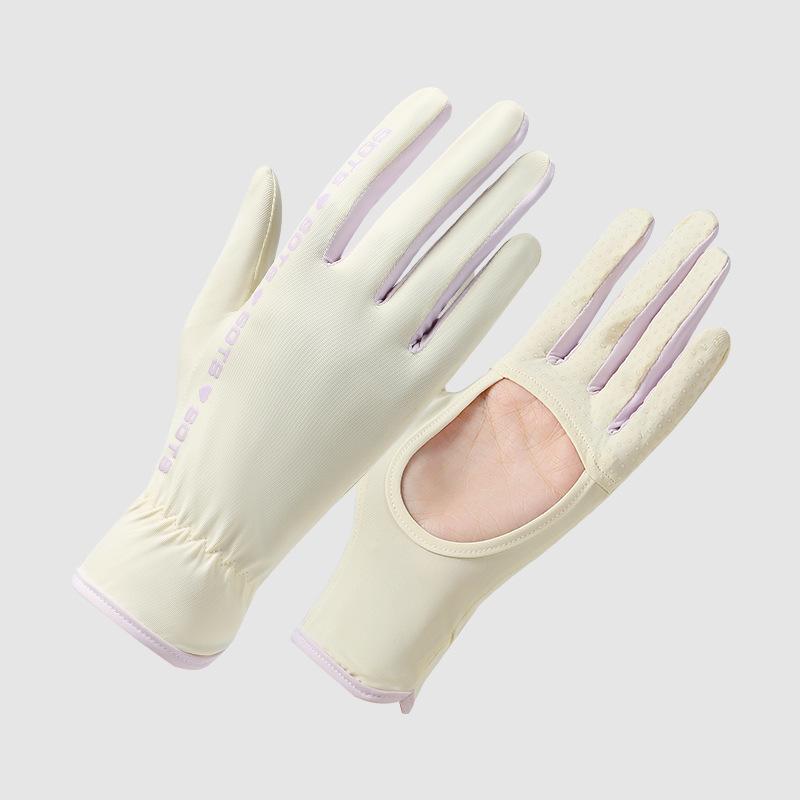 Sunscreen gloves women's UV protection outdoor non-slip summer thin driving cycling hollow ice silk gloves
