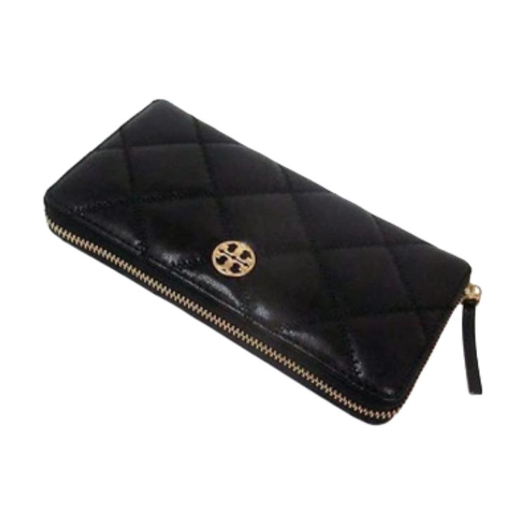 Tory Burch Willa Metal Logo Surround Zip Leather Wallet Women wallet Black 159228-001