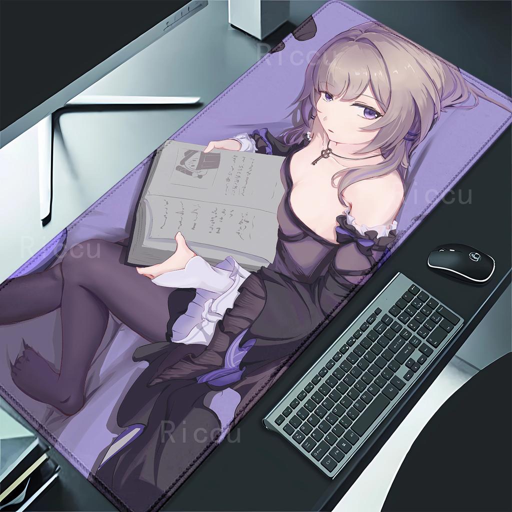 The Herta Honkai Star Rail teclado mouse pad Large Gaming mousepad Office Table Accessories Nonslip Mausepad overlock Desk Mat