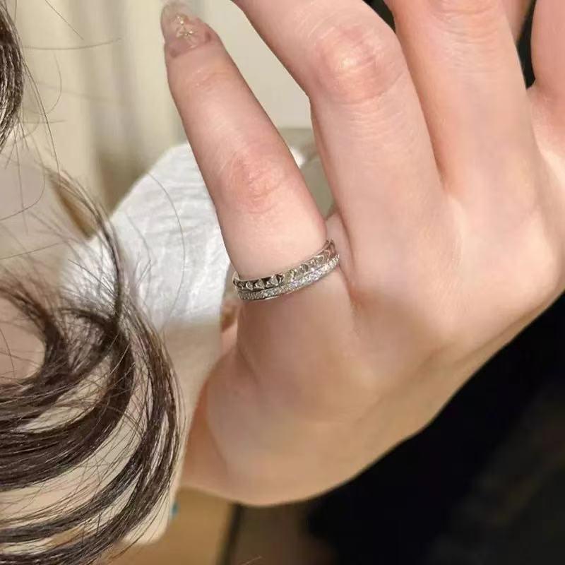 Elegant French Diamond Lattice Adjustable Women s Ring - Chic, Fashionable, and Exquisite Design Adjustable Open