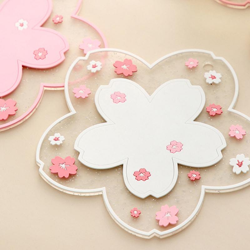 

1Pcs Heat Insulation Table Mat For Tea And Milk Mug Sakura Coffee Cup Coaster Cherry Blossom Placemat Kitchen Placemat Cup S
