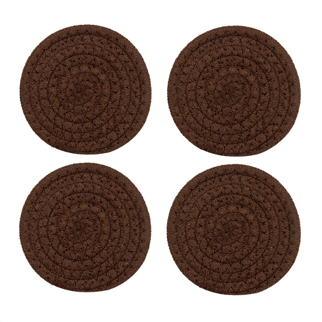 Rundes geflochtenes Set aus 4 Stück 11 cm Durchmesser Tisch für Tassen Becher Gläser Schalen Heimküchen Dekoration