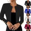 Women's Casual Solid Color Slim Fit Collar Pleated  Long Sleeved Short Suit Jacket