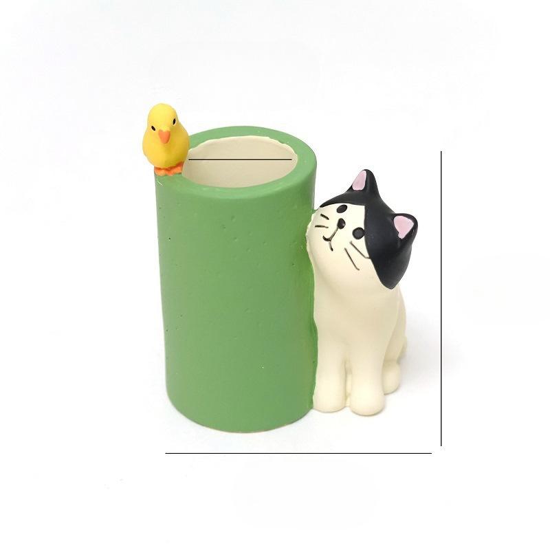 2pcs Cute cat pen holder, mini pen holder, creative decoration for study, home decor, office desk decoration, office