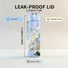 1PC White Cluster Lily Flower Print 750ml Color Plastic Sports Water Bottle Leakproof Flip Straw Lid Suitable for Sports Office Home Use