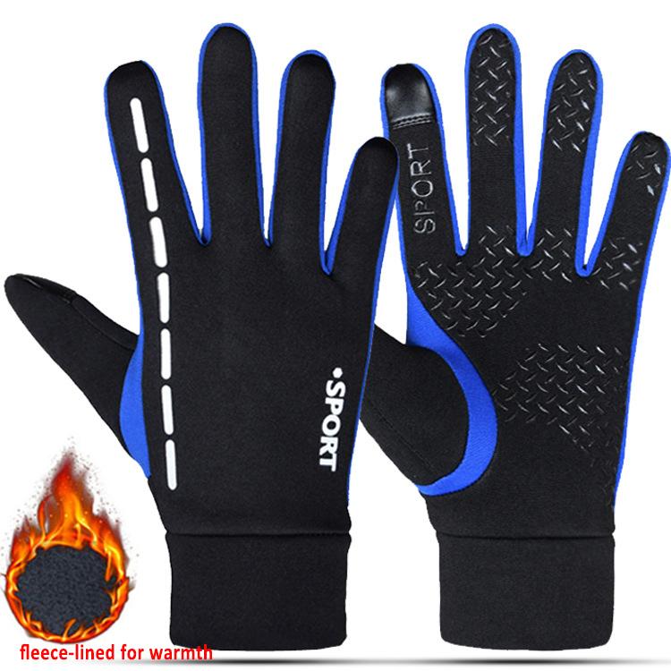 

Lined With Fleece For Warmth Touchscreen-Enabled Windproof Waterproof Warm Men S Cycling Gloves Velvet Anti Slip Adult L
