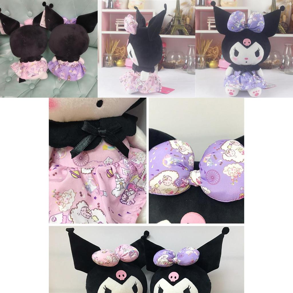 Adorable 20cm Kuromi Character Stuffed Animal With Floral Dress For Anime Fans