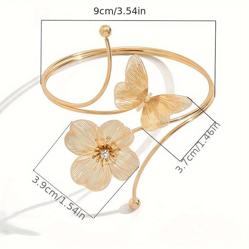 Luxurious Geometric Open Flower Butterfly Armband Women'S