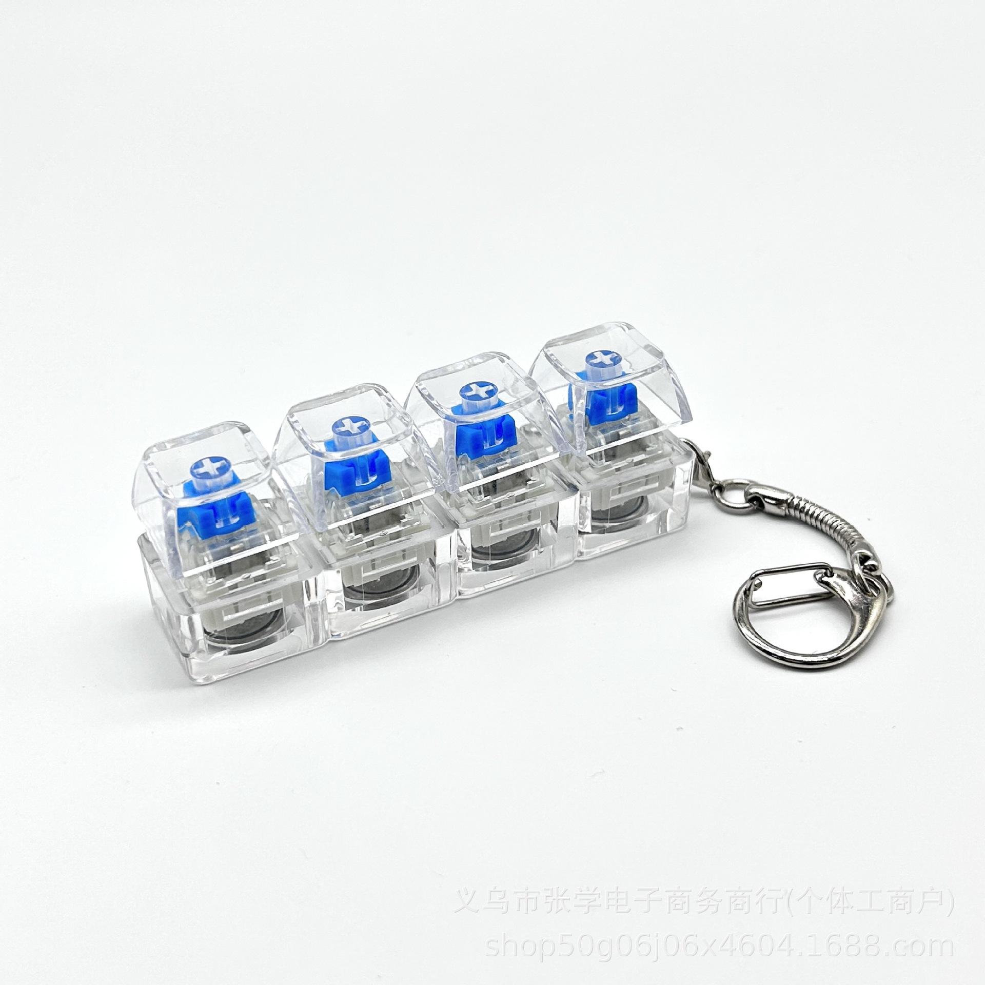 

1Pc 4-Key Click Fidget Keychain – PC Material Squeeze Toy, Mechanical Switch Stress Reliever, Cute Pendant for Backpack