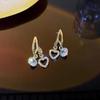 New Fashion Trend 925 Silver Needle Sweet Romantic Zircon Double Circle Love Stud Earrings Women's Jewelry Party Gift