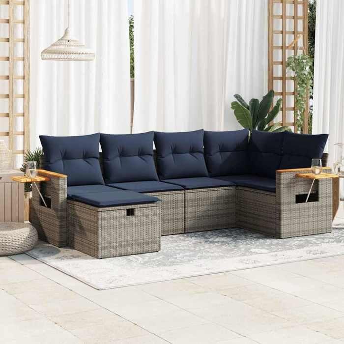 VidaXL Garden Lounge Set 6 Pcs with Grey Cushions Wicker 3325974