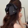 Simple Black Satin Bow Ponytail Clip For Women Girls Light Luxury Hair Clip Temperament Exquisite Hairpin Hair Accessories