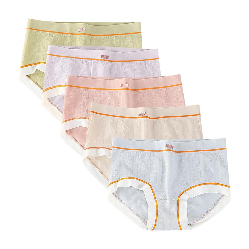 5 Pcs/Set Underwear for Women Seamless Panties Breathable Soft Briefs Girls Panty Mid Waist Underpants