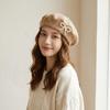 Knitted Bow Beret Solid Color Beanie Cap Streetwear Wool Beret  Street Photography