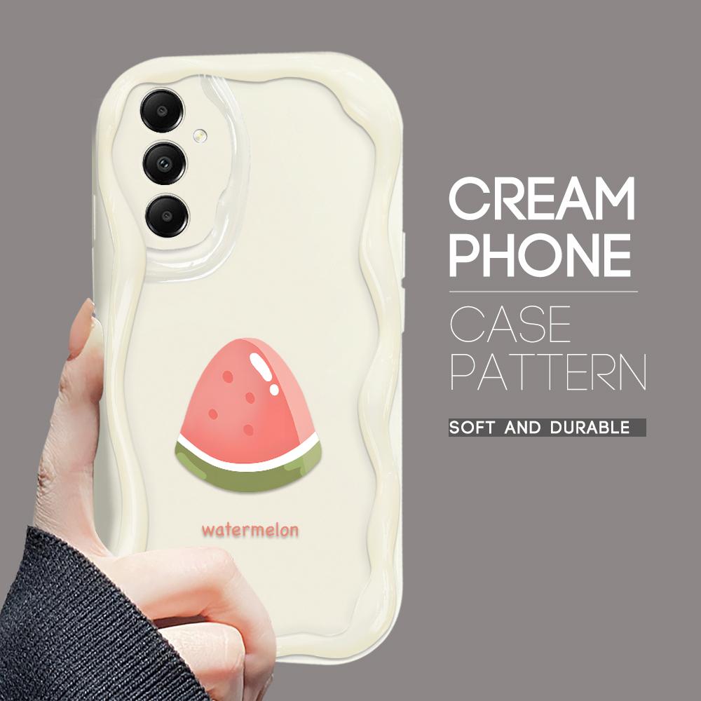 Cute Cartoon Pattern Cream Texture Casing Wavy Edge Soft Silicone Cover Phone Case for Samsung