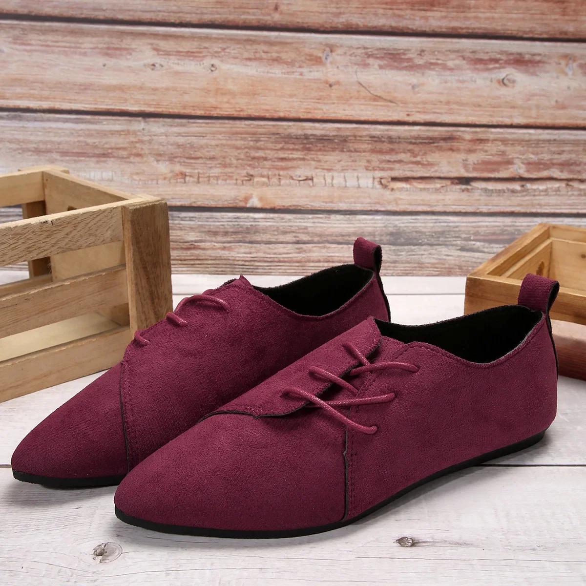 

Мода Мода Остроносые туфли Женская обувь Повседневная классика Черные на шнуровке Удобные балетки Женские балетки для женщин 2025 36 бордовый