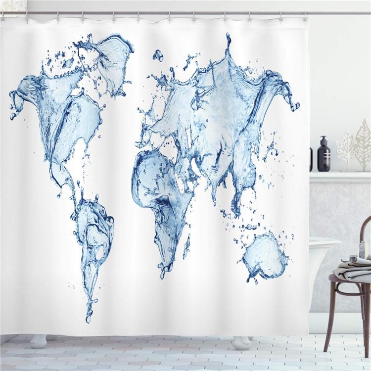 Old World Map Drawn in 1720s Nostalgic Style Art Historical Atlas Vintage Design Cloth Fabric Bathroom Decor Set With Hooks/ (as the picture,180cm&180cm)