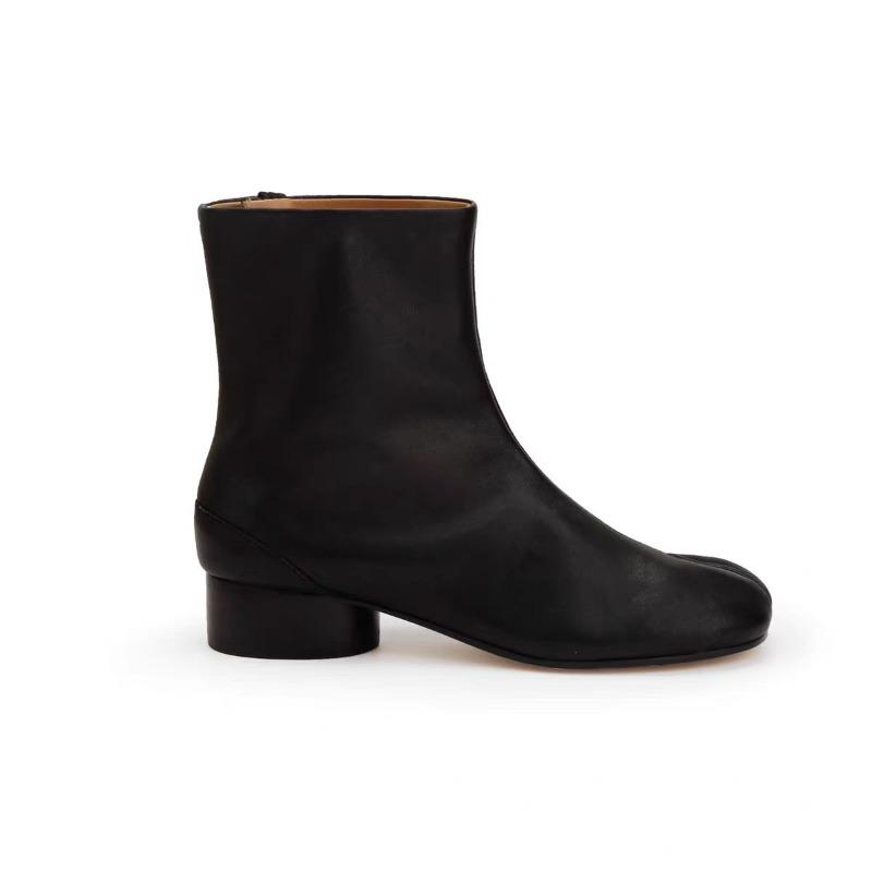 Version Martin Boots Split-toed Short Boots Women's One Pedal Heel Medium Heel Vintage Chelsea Boots Children