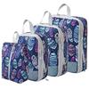 4Pcs/set Creative Printed Compression Packing Cubes Organizer Set Lightweight Travel Suitcase Clothes Storage Bags