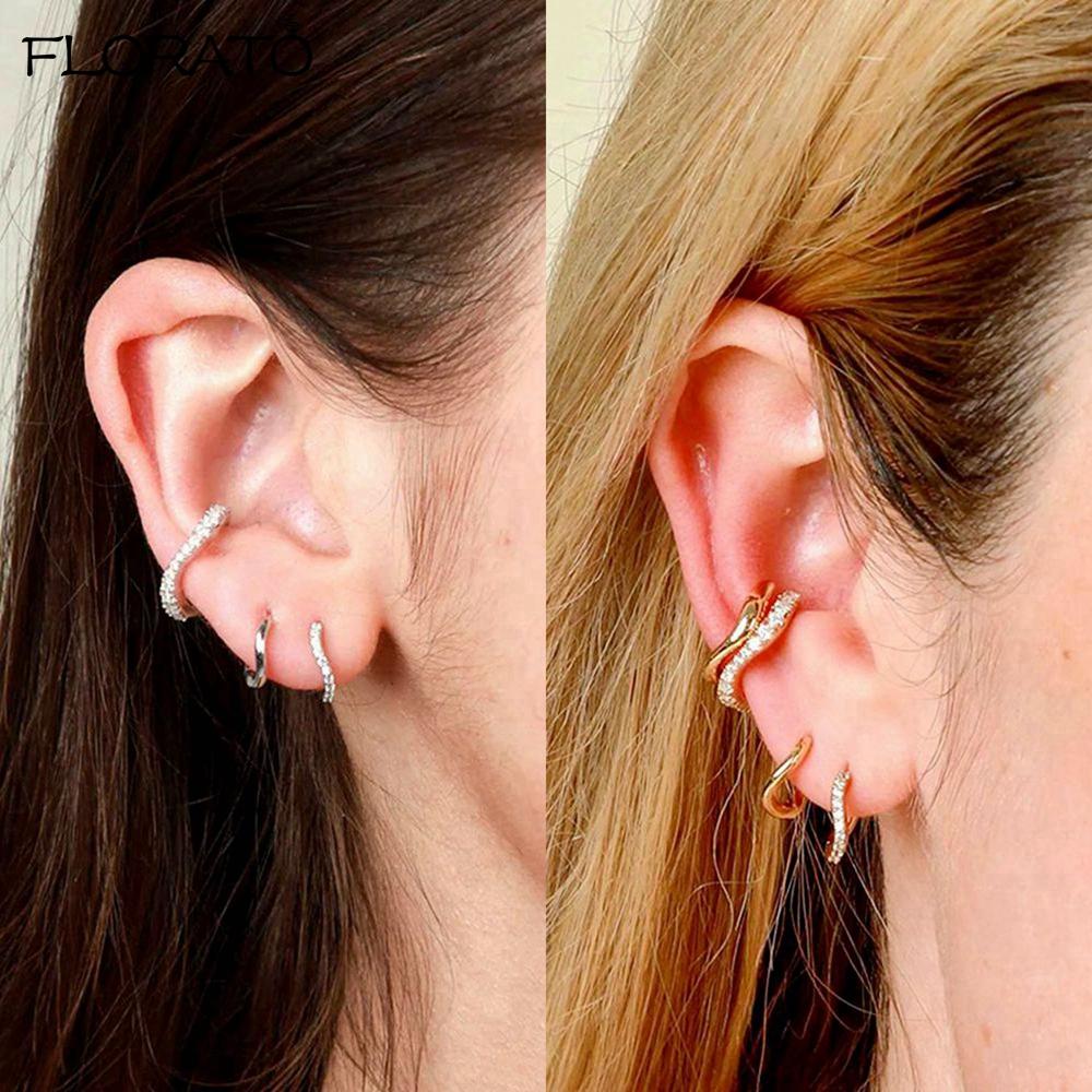 925 Sterling Silver Needle Luxury 18K Gold-color Hoop Earrings for Women Fashion Zircon Earrings Wedding Fine Jewelry Wholesale