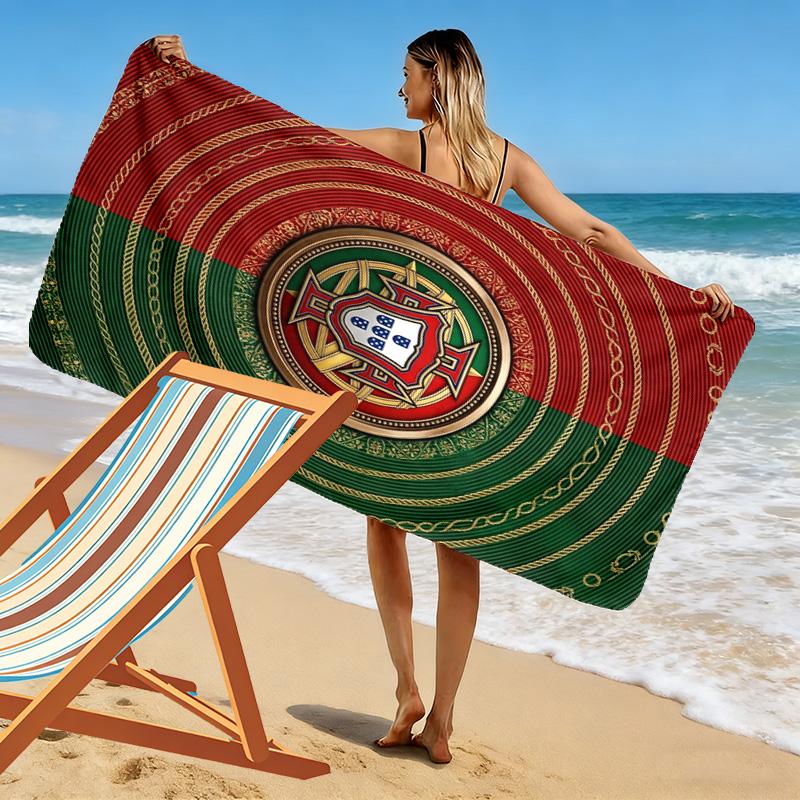 Portuguese Heritage Pride Beach Towel Portable for Travel Beach Towel for Vacation Photos Absorbent Bath Towel Seaside Quick-drying Swim Towel