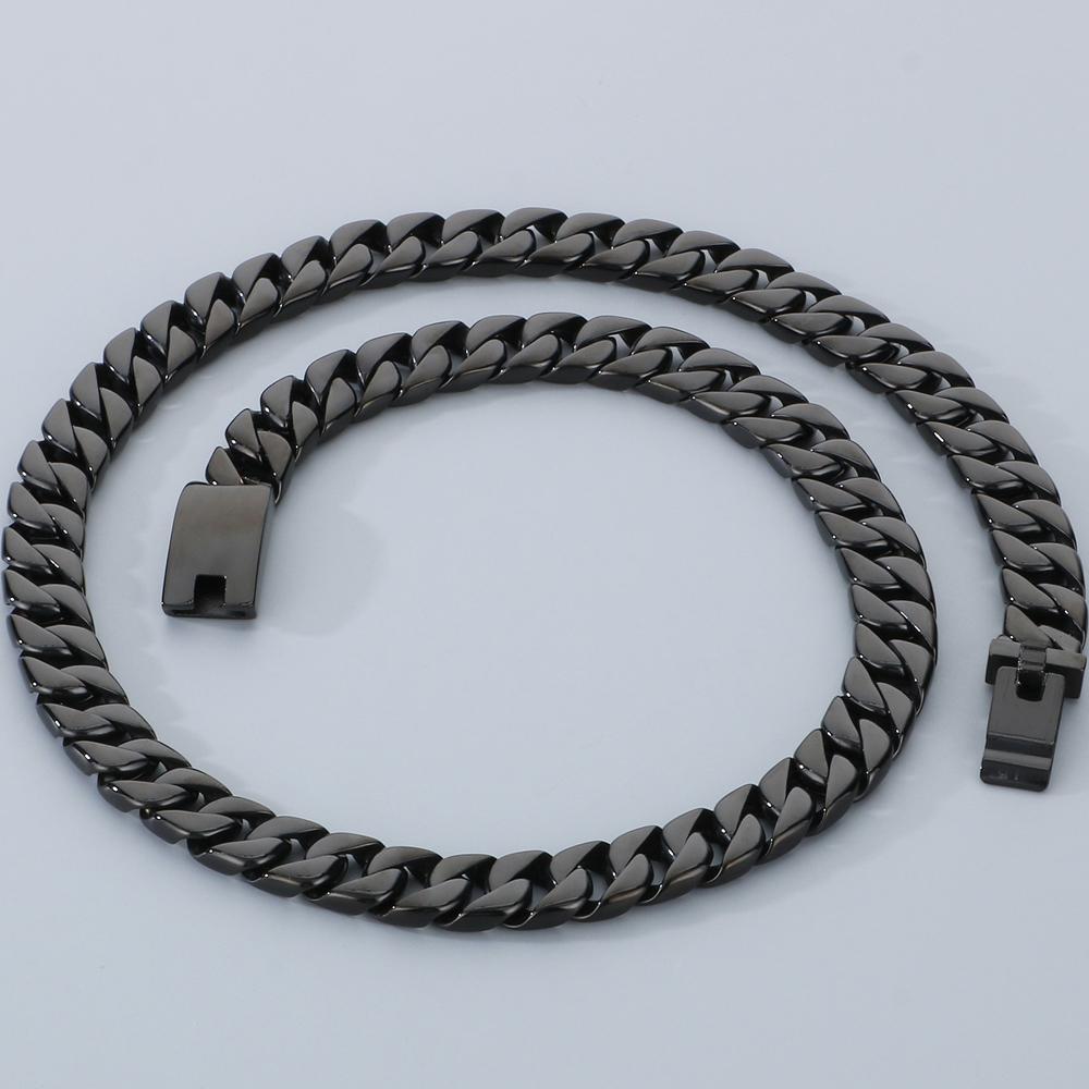 50/60CM Long 12MM Wide Cuban Link Chain Necklaces for Men Solid Stainless Steel On Neck Chains Party Male Jewelry Gifts 5 Color