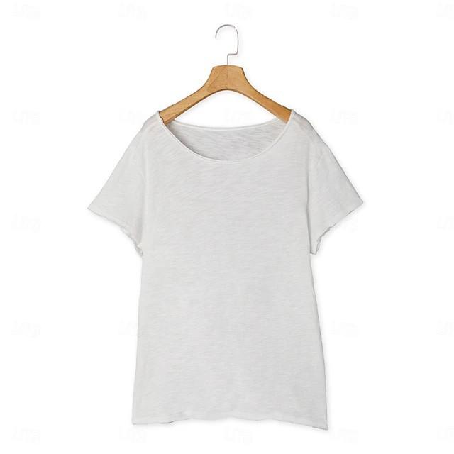 Summer Thin Men's Simple Short Sleeve T-Shirt Solid Color Loose Round Neck Base Shirt