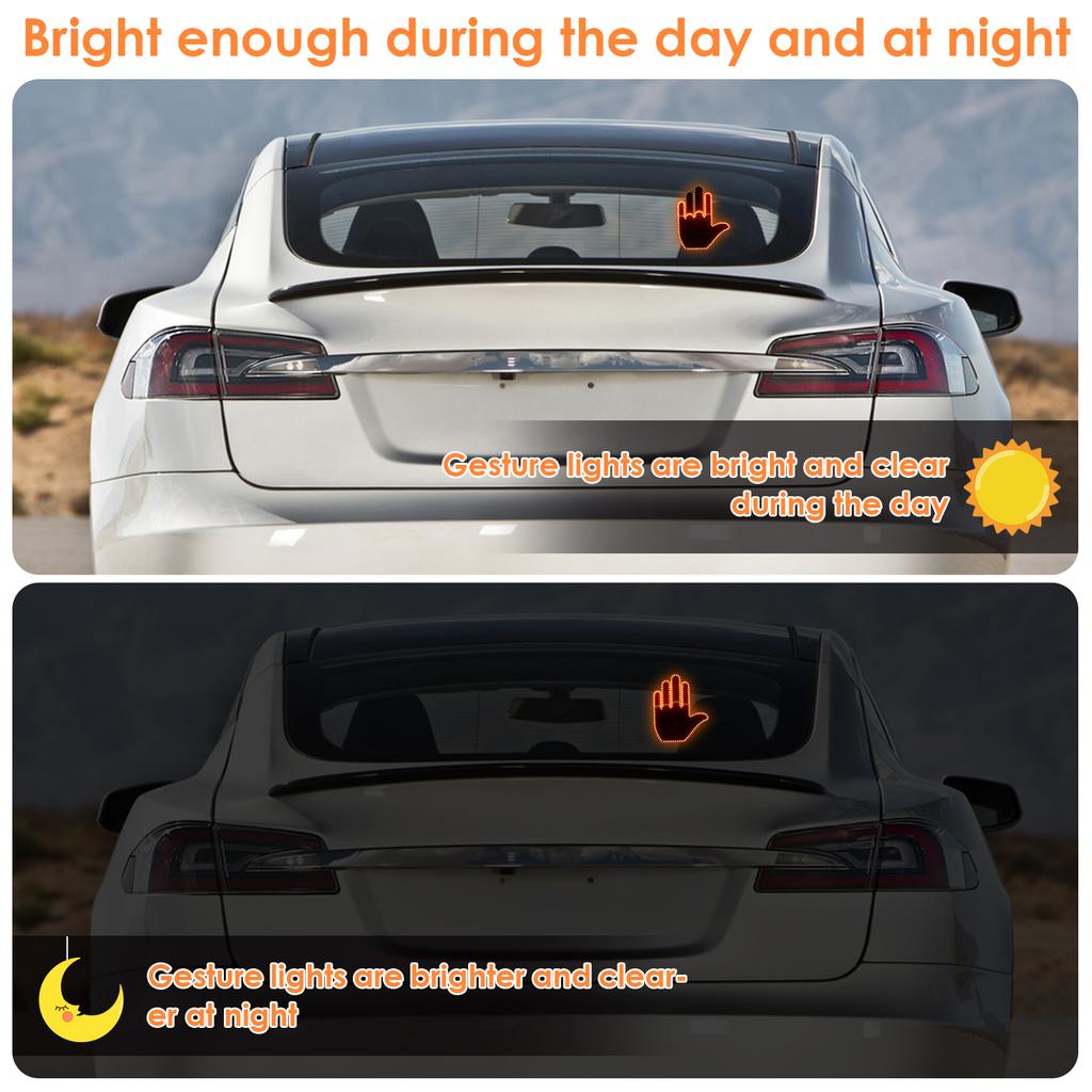 Car Finger Light with Remote Control 176LED Car Hand Gesture Sign Battery Powered Hand Sign Car LED Light Fun Car LED Sign Hand