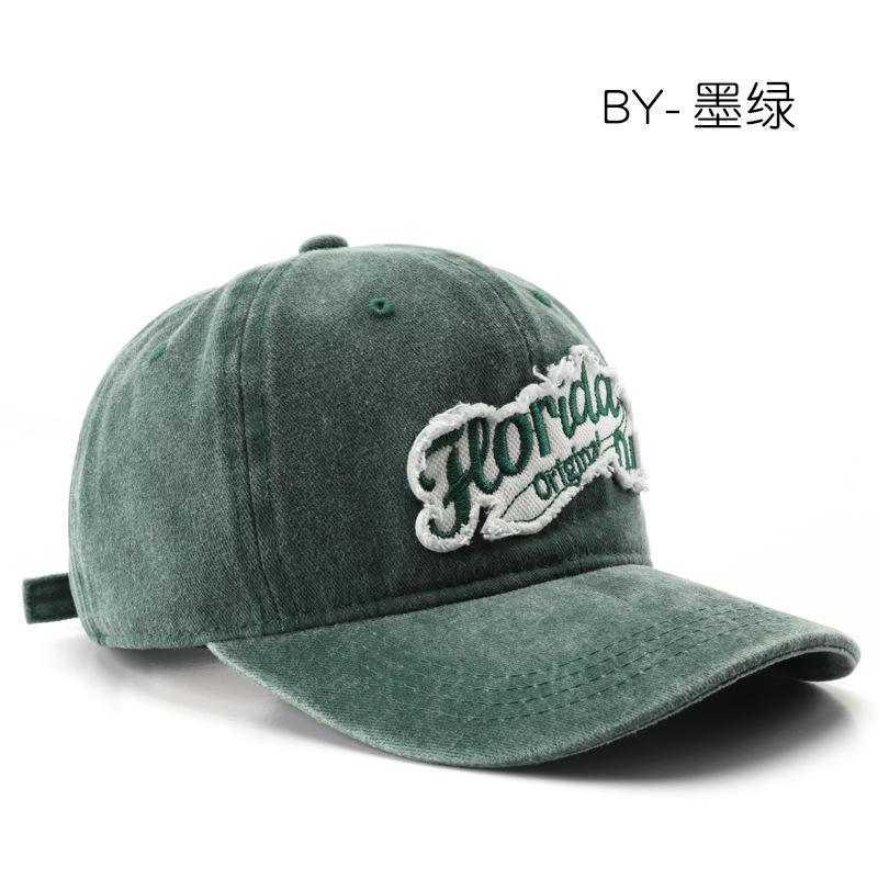 

Spring and Autumn washed alphabet baseball cap outdoor sports travel sun protection cap темно-зелений колір
