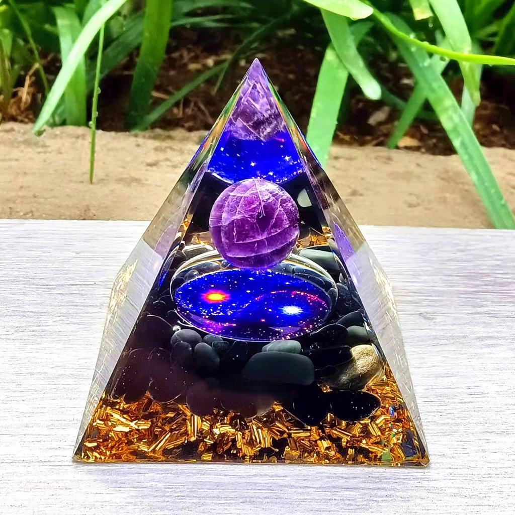 Crystal Stone Pyramid Resin Decor: Home, Office, Car Ornaments