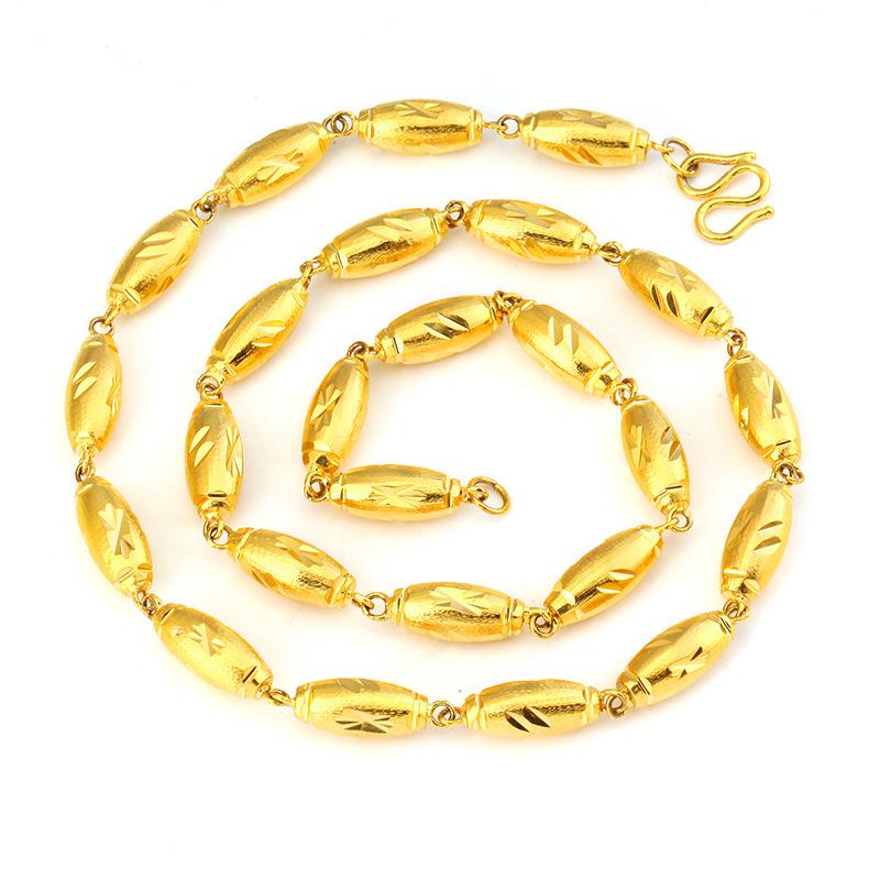 Copper-plated Gold Solid Olive Necklace Men's Accessories Necklace Vietnamese Sand Gold Necklace Gift
