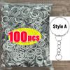 Silver Plated Metal Blank Keyring Keychain Split Ring Keyfob Key Holder Rings Women Men DIY Key Chains Key Ring Accessories