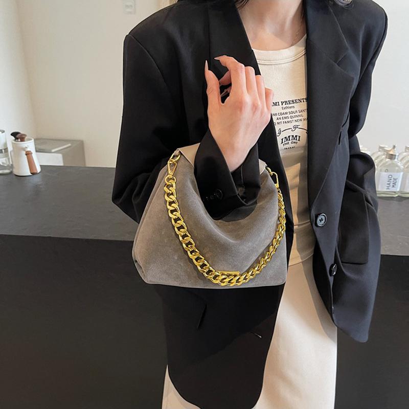 French Style Versatile Suede Handbag Women's Casual Crossbody Bag Retro Texture Single Shoulder Bag Neutral Minimalist Style