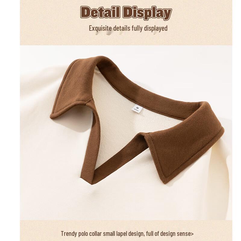 JEANSWEST Damen Fleecegefüttertes Color-Block Polo-Sweatshirt