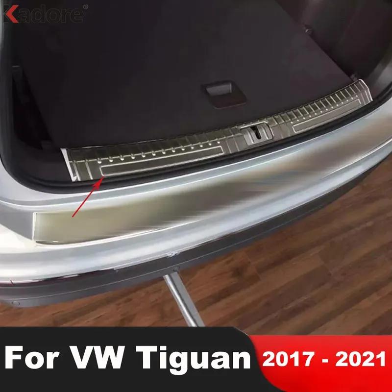 Rear Trunk Bumper Cover Trim For Volkswagen VW Tiguan 2017- Steel Car Tailgate Door Sill Plate Protector Guard Accessories