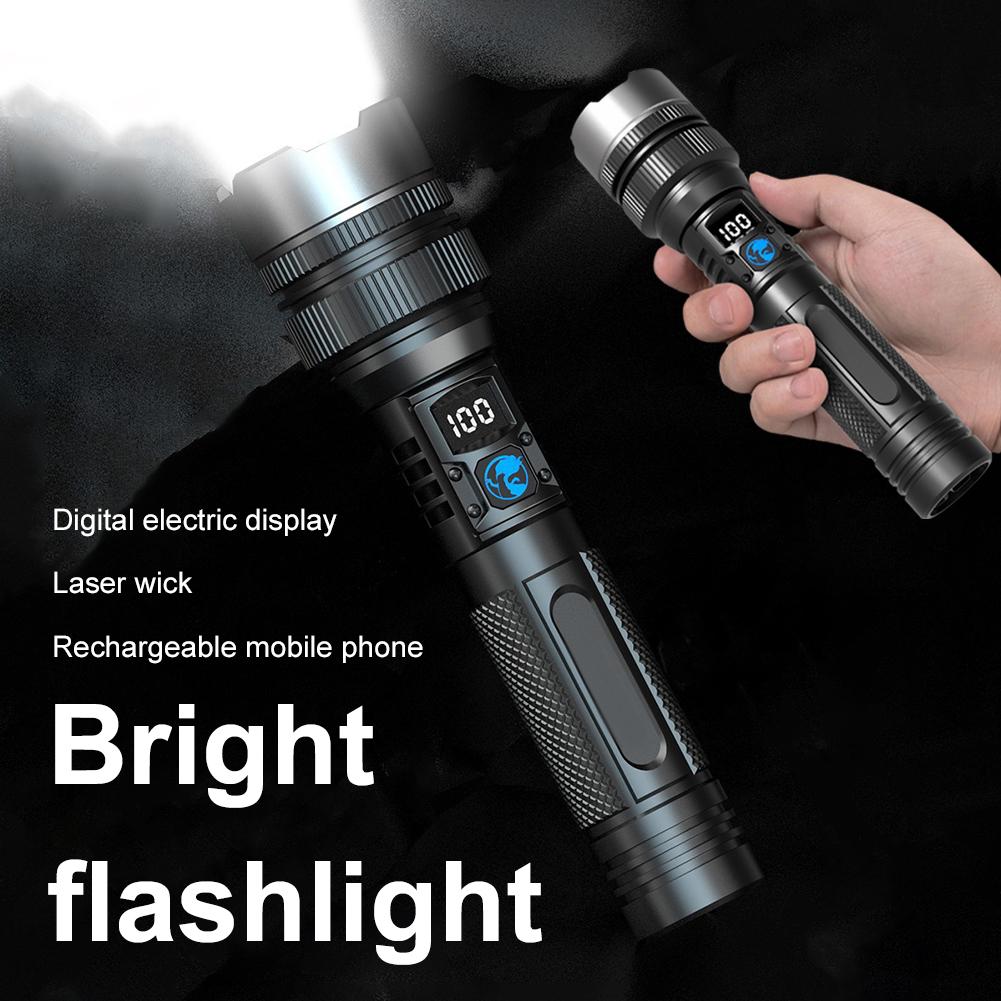 High Strong Power Led Flashlights 2000LM Tactical Torch With Display Light USB Charging Camping Fishing Emergency Zoom Lantern