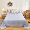 100% Cotton Country Floral Flat Sheet 3 Pieces Tulip Bed Sheet Set Soft Botanical Flower Blossoms Bed Cover with 2 Pillow Cases
