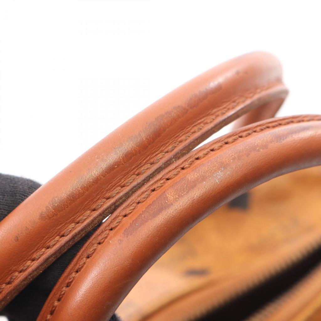 Used MCM Visetos 2WAY Handbag PVC coated canvas leather Brown Used Women