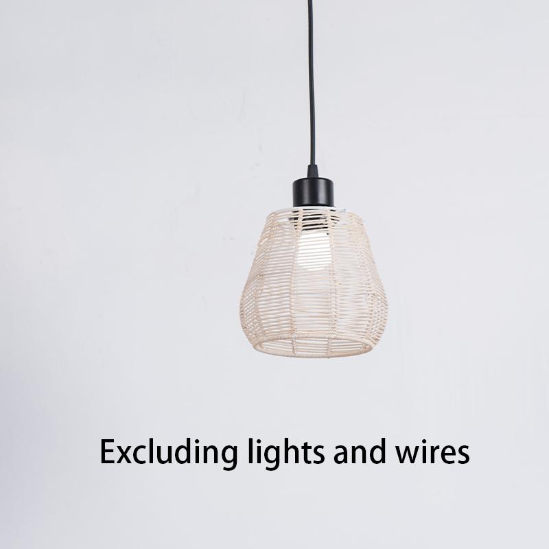Retro Weave Lampshade Imitation Vine Paper Rope Lamp Cover Hanging Chandelier Lamp Shade Light Fixture Accessories Home Decor