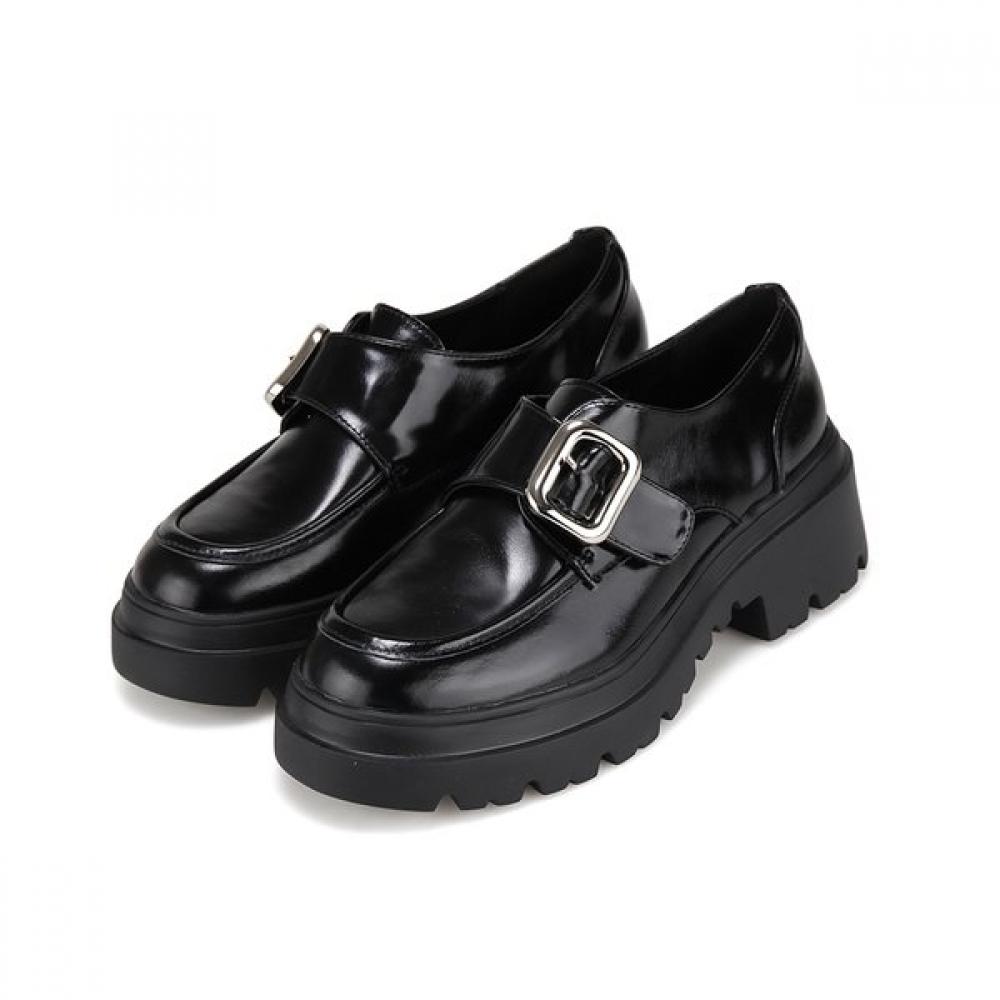 Barbara Leather Buckle Velcro 5cm Chunky Loafer Bbi135bk 250mm 15640₽