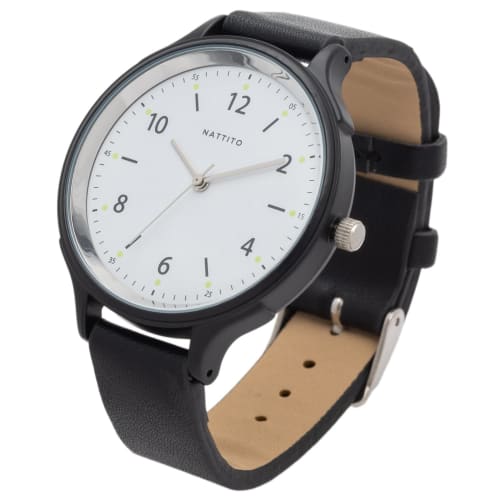 

Fieldwork Lumit Black Analog Watch for Men and Women, Leather Strap with Luminous Dots, Large Size, Unisex, GY081-4