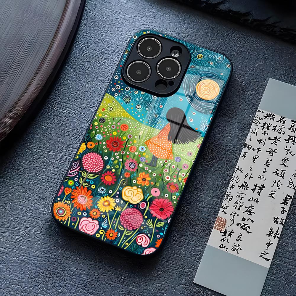 

Yayoi Kusama Art Phone Case For IPhone 13 Pro Max 14 16 Plus 12 Mini 11 15 X XR XS 8 7 Plus SE Tempered Glass Back Cover iPhone14 ProMax