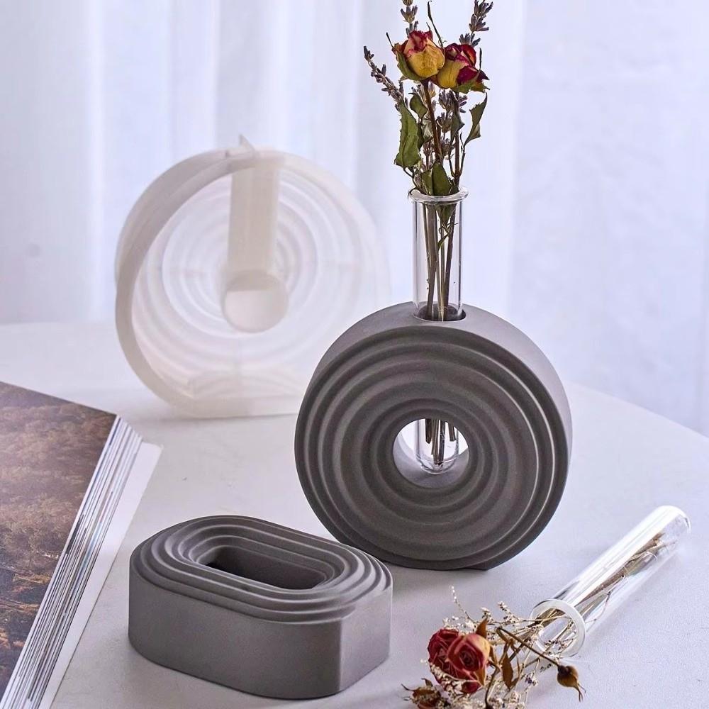 Oval Round Vase Container Mold DIY Resin Clay Molds Striped Vase Mold  Hydroponic Planter Crafts