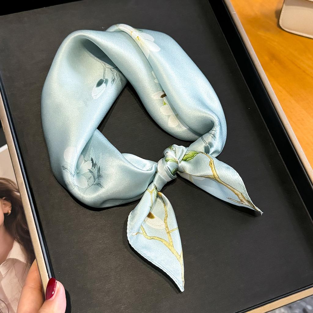 Brand 100% Natural Silk Square Scarf Women Bandana Headscarf Scarves Shawls Square Neck Foulard Wraps Femme Schals Bufanda