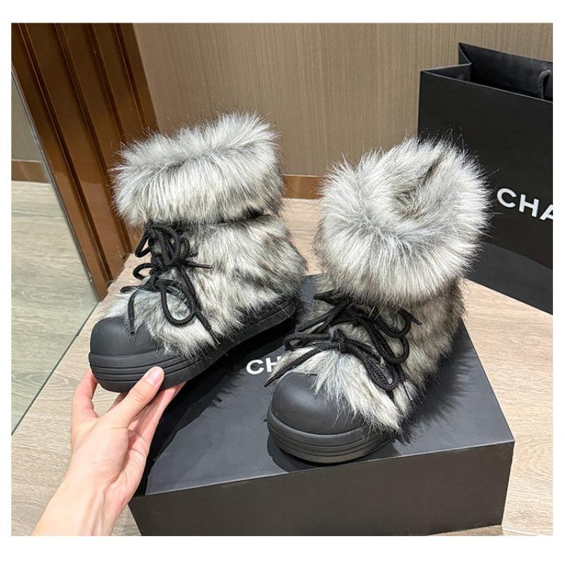 Mao Mao snow boots new winter piled thickened outdoor cotton shoes big head platform shoes 35 чёрный