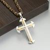 Christ Cross Pendant Necklace For Men Women Silver Gold Color Stainless Steel Byzantine Mens Chain Necklaces