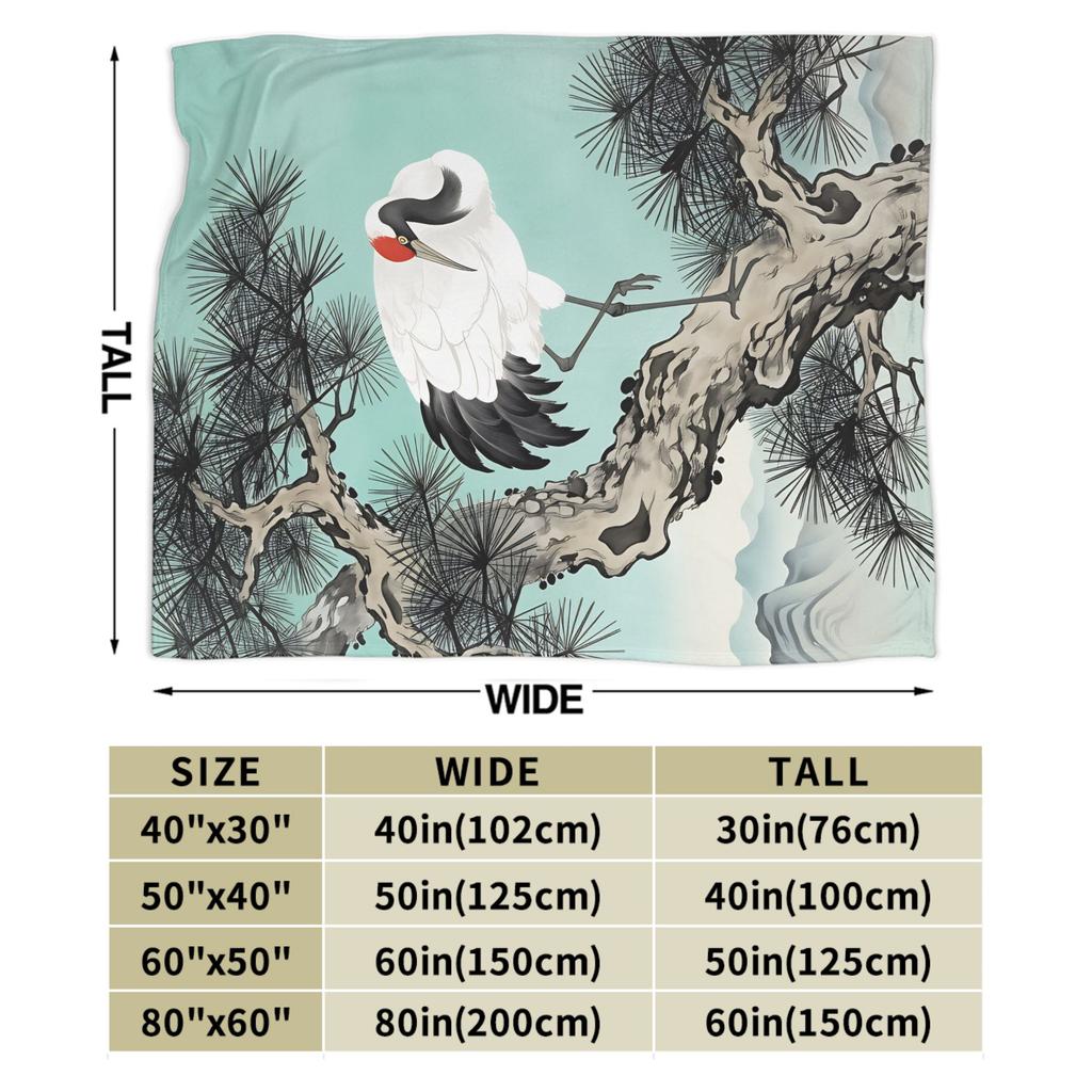 Chinese Style Crane Blanket Warm Soft Street Trend Plush Throw Blanket For Students Couch Bed Flannel Bedspread Bed Cover